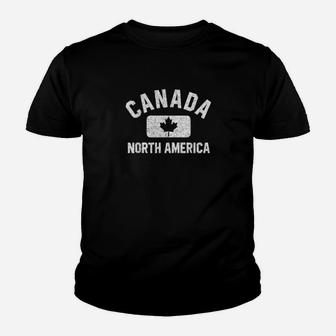 Canada Gym Style Maple Leaf Red With Distressed White Print Youth T-shirt - Monsterry AU
