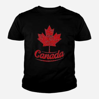 Canada Maple Leaf Proud Vintage Retro Canadian Flag Youth T-shirt | Crazezy