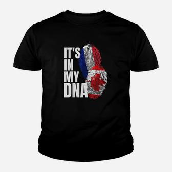 Canadian And French Mix Dna Flag Heritage Gift Youth T-shirt | Crazezy DE