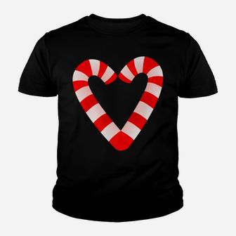 Candy Cane Hearts Tee Christmas Xmas Holidays Santa Gift Tee Youth T-shirt | Crazezy