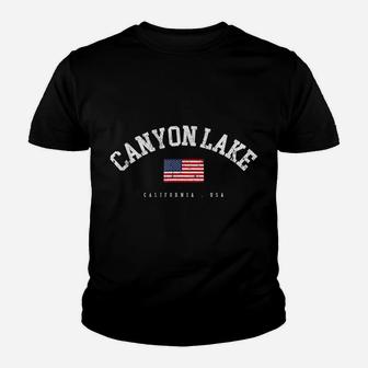 Canyon Lake Ca Retro American Flag Usa City Name Youth T-shirt | Crazezy CA