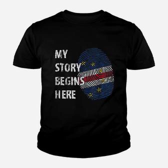 Cape Verde Flag My Story Begins Here Youth T-shirt | Crazezy CA