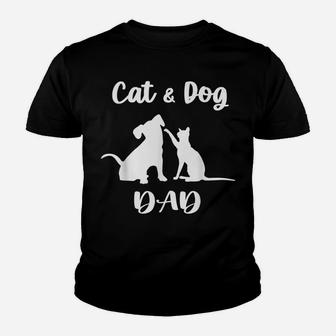 Cat And Dog Dad Shirt Pets Animals Lover Puppy For Men Youth T-shirt | Crazezy