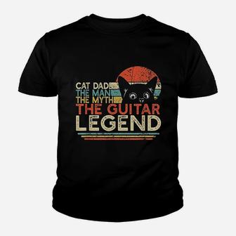 Cat Dad Man Myth Guitar Legend Guitar Player Youth T-shirt | Crazezy DE