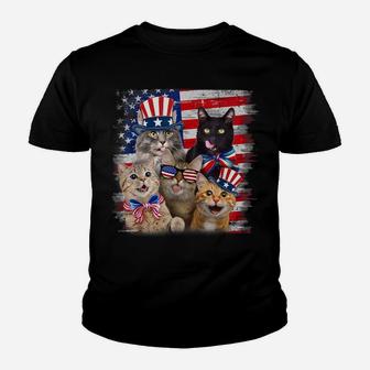 Cat Happy Freedom Day Cat Lovers Cat Moms 4Th July American Youth T-shirt | Crazezy
