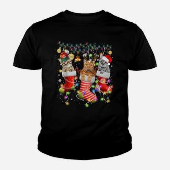 Cat In Christmas Sock Youth T-shirt | Crazezy DE