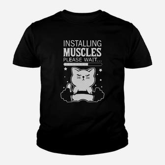 Cat Installing Muscles Please Wait Shirt Youth T-shirt - Thegiftio UK