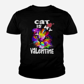 Cat Is My Valentine Youth T-shirt - Monsterry