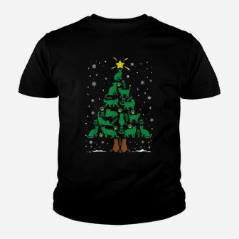 Cat Kitten Lovers Holiday Family Matching Christmas Tree Youth T-shirt | Crazezy