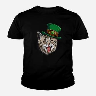 Cat Leprechaun Happy St Cattys Day Catricks Patricks Youth T-shirt - Thegiftio UK