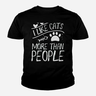 Cat Lover Tee | I Like Cats More Than People Youth T-shirt | Crazezy DE