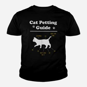Cat Petting Guide Funny Cat Owner Pet Kitten Petting Guide Youth T-shirt | Crazezy