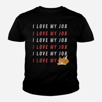 Cat Showing Middle Finger - I Love My Job Grumpy Orange Cat Zip Hoodie Youth T-shirt | Crazezy DE