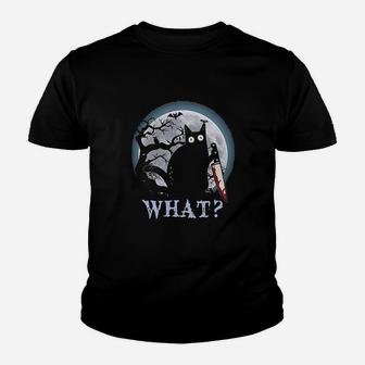 Cat What Black Cat Youth T-shirt | Crazezy UK