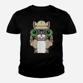 Cat With Binoculars - Cats T-Shirt For Cat Lovers Youth T-shirt | Crazezy UK