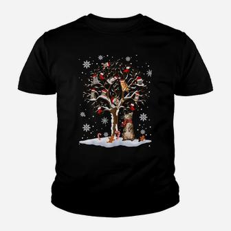 Cats In Snow Tree Winter Christmas Santa Hat X-Mas Gift Youth T-shirt | Crazezy