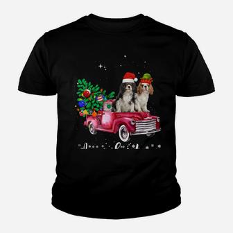 Cavalier King Charles Spaniel Christmas Ride Red Truck Sweatshirt Youth T-shirt | Crazezy