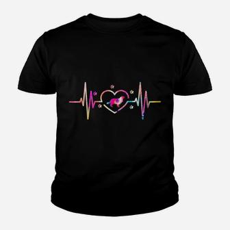Cavalier King Charles Spaniel Mom Dad Tie Dye Heartbeat Dog Youth T-shirt | Crazezy