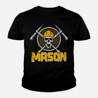 Cement Mason Bricklayer Image On Back Of Clothing Youth T-shirt | Crazezy DE