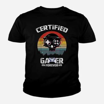 Certified Gamer Retro Funny Video Games Gaming Gifts Vintage Youth T-shirt | Crazezy