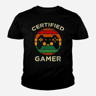 Certified Gamer Retro Funny Video Games Gaming Gifts Youth T-shirt | Crazezy CA