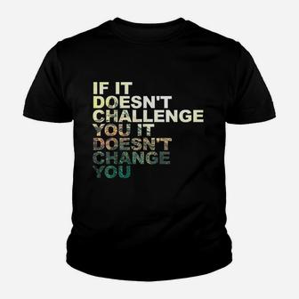 Challenge Yourself Motivational Quote Exercise Fitness Gym Youth T-shirt | Crazezy
