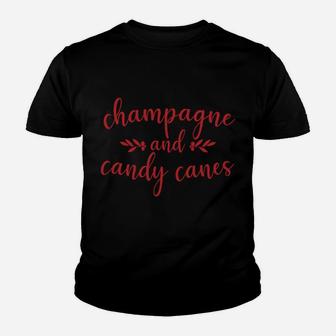 Champagne And Candy Canes Cute Christmas Holiday Funny Gift Youth T-shirt | Crazezy DE