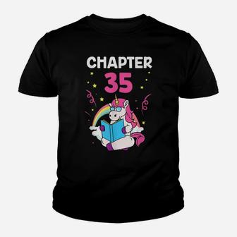 Chapter 35 35Th Birthday Party Thirty Five Years Old Unicorn Youth T-shirt | Crazezy