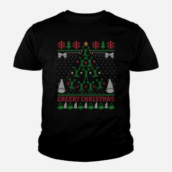 Cheering Cheerleader Ugly Christmas Sweater Party Sweatshirt Youth T-shirt | Crazezy