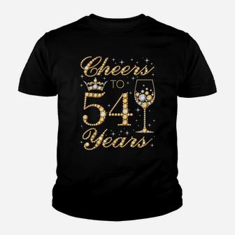 Cheers To 54 Years, 54Th Queen's Birthday, 54 Years Old Youth T-shirt | Crazezy