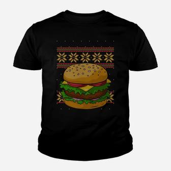 Cheeseburger Lover Hamburger Ugly Christmas Sweater Style Sweatshirt Youth T-shirt | Crazezy
