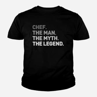 Chef The Myth Legend Long Sleve Culinary Cooking Tee Youth T-shirt | Crazezy UK