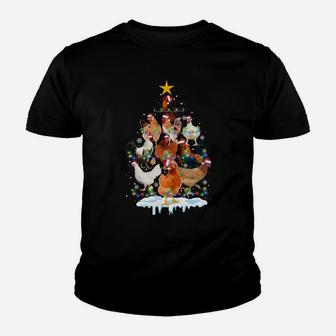 Chicken Christmas Tree Lights Funny Chicken Lover Xmas Gifts Youth T-shirt | Crazezy CA