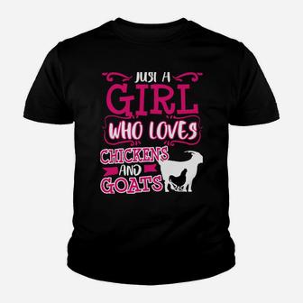 Chicken Goat Mom Just A Girl Funny Farmer Christmas Gift Youth T-shirt | Crazezy CA