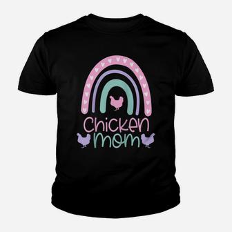 Chicken Mom Boho Rainbow Chicken Farmer Owner Funny Gift Raglan Baseball Tee Youth T-shirt | Crazezy