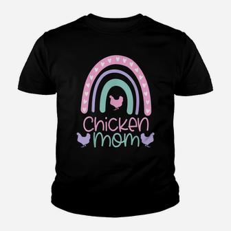 Chicken Mom Boho Rainbow Chicken Farmer Owner Funny Gift Youth T-shirt | Crazezy UK