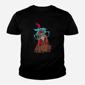 Chicken With Headband And Glasses Cute Youth T-shirt | Crazezy