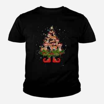 Chihuahua Christmas Tree Lights Funny Santa Hat Dog Lover Youth T-shirt | Crazezy CA