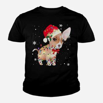 Chihuahua Dog Christmas Light Xmas Mom Dad Gifts Youth T-shirt | Crazezy
