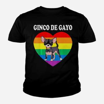 Chihuahua Dog Rainbow Heart Cinco De Gayo Gay Lgbt Pride Youth T-shirt - Monsterry AU