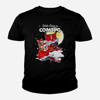 Chihuahua Santa Is Coming Gift For You Crewneck Youth T-shirt - Monsterry