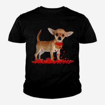 Chihuahua Valentine's Day Dog Dad Dog Mom Flowers Youth T-shirt - Monsterry UK