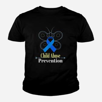 Child Awareness Butterfly Blue Ribbon Youth T-shirt | Crazezy AU