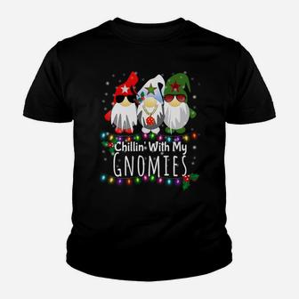 Chillin With My Gnomies Shirt Funny Christmas Gnome Gift Youth T-shirt | Crazezy