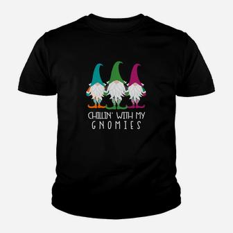 Chillin With My Gnomies T-Shirt Funny Gardening Garden Gnome Youth T-shirt | Crazezy