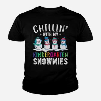 Chillin With My Kindergarten Snowmies Funny Xmas Snowman Youth T-shirt | Crazezy CA