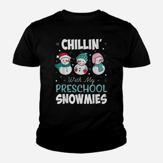 Chillin' With My Preschool Snowmies Teacher Christmas Gift Youth T-shirt | Crazezy