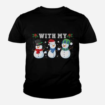 Chillin' With My Second Grade Snowmies Christmas 2Nd Grade Sweatshirt Youth T-shirt | Crazezy DE