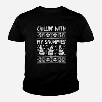 Chillin With My Snowmies Snowmen Youth T-shirt | Crazezy