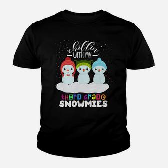 Chillin With My Third Grade Snowmies Christmas Teacher Gift Youth T-shirt | Crazezy